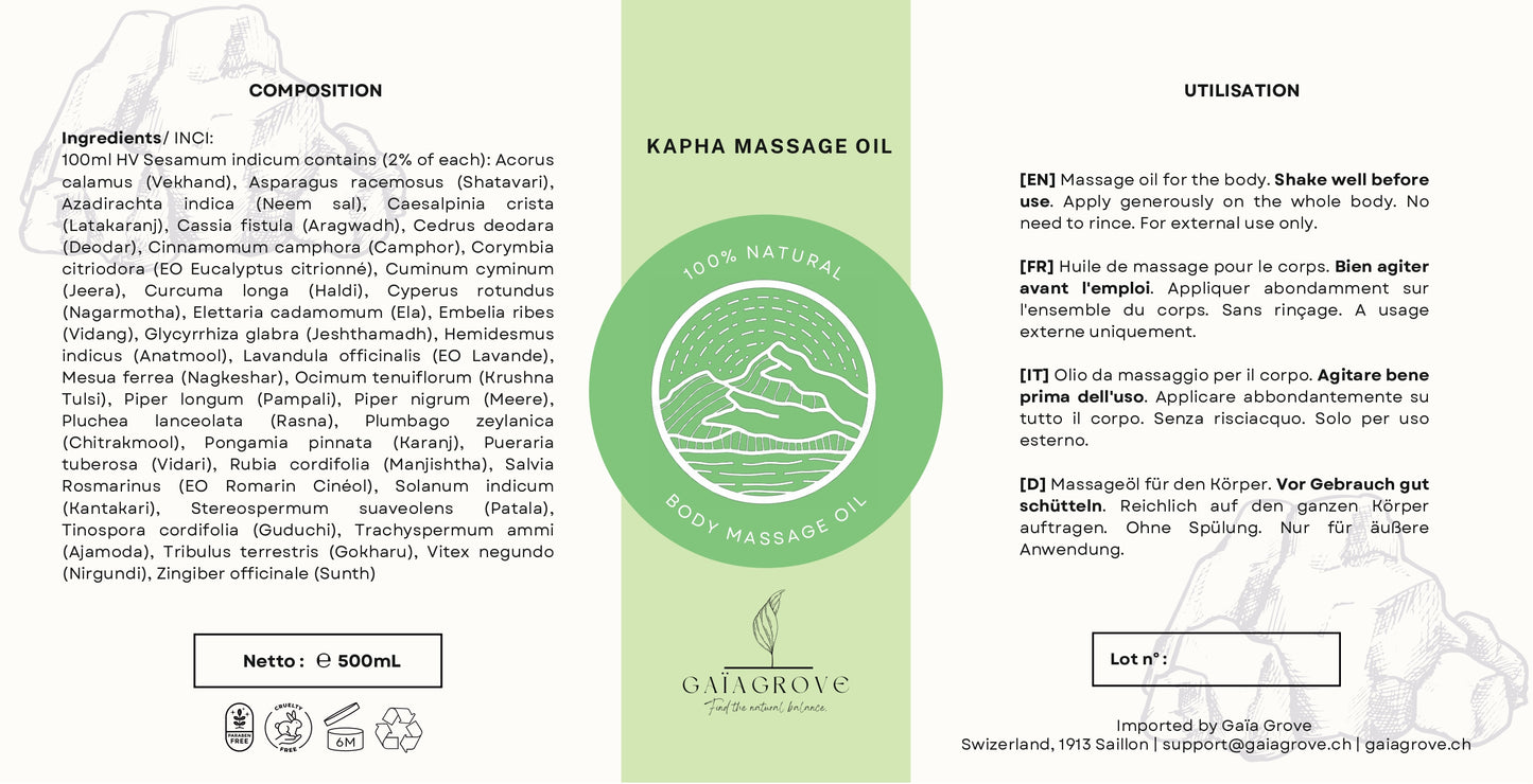 Huile de massage Kapha