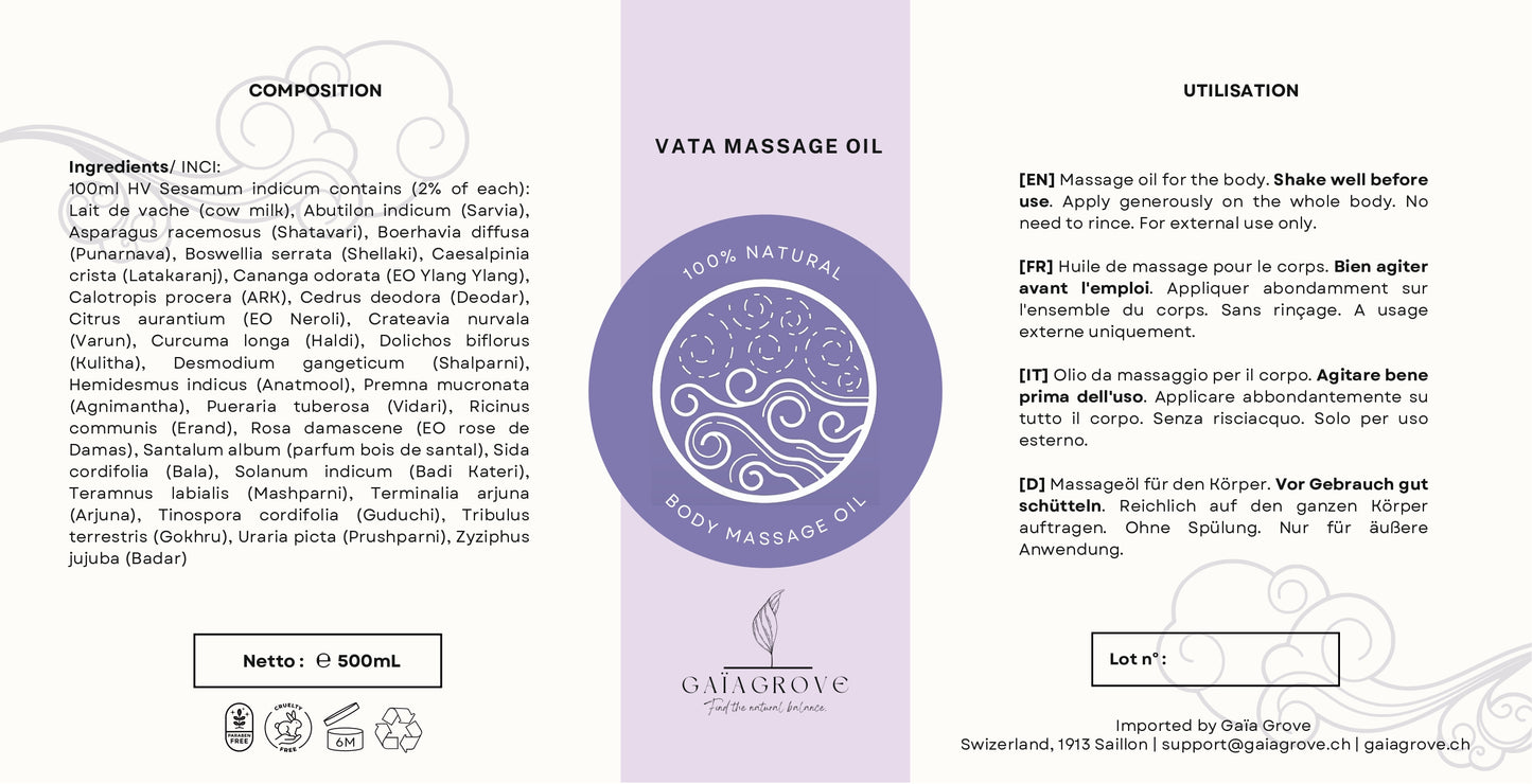 Huile de massage Vata